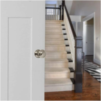 Queen Anne Reeded Mortice Door Knobs, Interior Door Knobs for Home, Round Internal Door Knob with Tubular Latch - Durable Satin Door Knobs (6 Pairs of KNOBS + Tubular Latch)