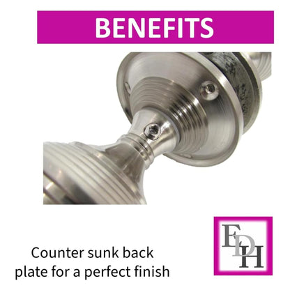 Queen Anne Reeded Mortice Door Knobs, Interior Door Knobs for Home, Round Internal Door Knob with Tubular Latch - Durable Satin Door Knobs (6 Pair of KNOBS)