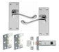 1 Set Of Victorian Scroll Latch Door Handles Polished Chrome Hinges & Latches Pack Sets