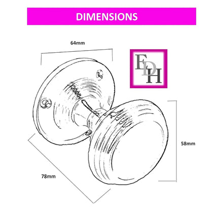 Queen Anne Reeded Mortice Door Knobs, Interior Door Knobs for Home, Round Internal Door Knob with Tubular Latch - Durable Satin Door Knobs (6 Pair of KNOBS)