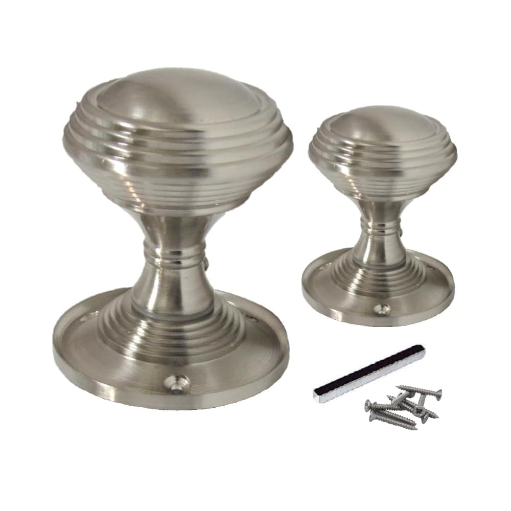 Queen Anne Reeded Mortice Door Knobs, Interior Door Knobs for Home, Round Internal Door Knob with Tubular Latch - Durable Satin Door Knobs (6 Pairs of KNOBS)