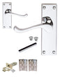 Haven Heritage 7 Sets of Victorian Scroll Latch Door Handles Polished Chrome Hinges & Latches Pack Sets 118MM X 40MM