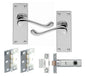 1 Set Of Victorian Scroll Latch Door Handles Polished Chrome Hinges & Latches Pack Sets