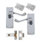 Discount Hardware uk Victorian Scroll Polished Chrome Door Handle Latch Pack + Hinges & 64mm Latch