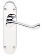8 x Sets Victorian Scroll Door Handles on Shaped Backplate Lever Latch Polished Chrome