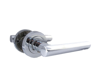 Straight T-Bar Internal Door Handle Set – Polished Chrome Finish with Tubular Latch, Modern Lever Handles for Home & Office Interior Doors .6 Pairs (6 Pair of Handles)