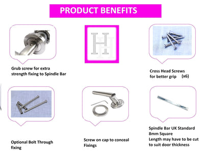 Door Handles Straight T Bar Satin Chrome Internal Latch - Haven Heritage