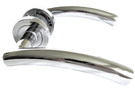 Arched T Bar Internal Latch, Essential Sets for Internal, Featuring Polished Chrome Finish, Door Latch Compatibility for Home & Office (1 Pair of Handles + Tubular Latch)