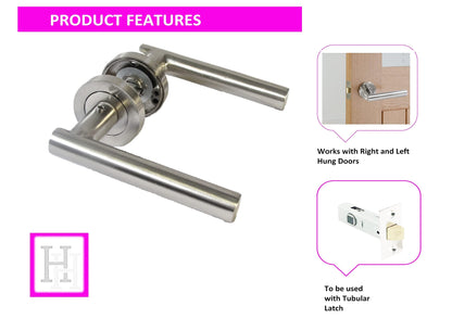 Door Handles Straight T Bar Satin Chrome Internal Latch - Haven Heritage