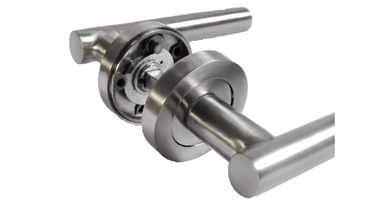 Door Handles Straight T Bar Satin Chrome Internal Latch - Haven Heritage