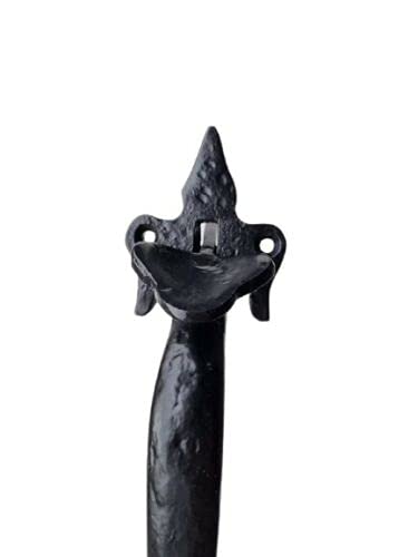 Haven Heritage - Heavy Duty Suffolk Latches for Garden Gate, Suffolk Gate Latch for Wooden Gates - Fleur De LYS Suffolk Latch Antique Black Thumb Latch Cast Iron - Cottage Country Door Gate - 9.5''