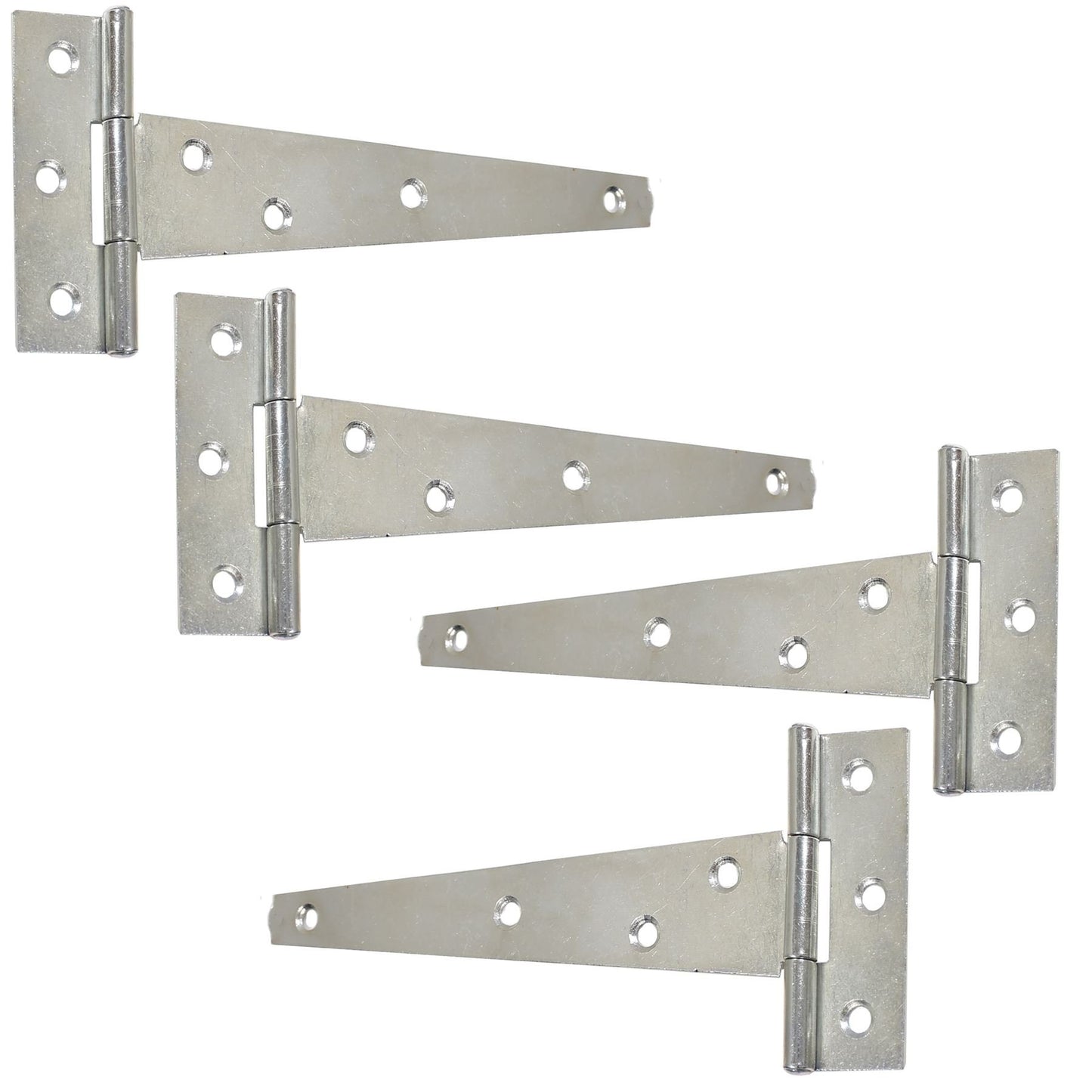 2X Pairs of Galvanised 250mm/10" T-Hinges - Zinc Gate/Trailer/Shed Tee Hinges