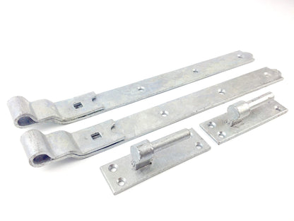 Wyre Direct Gate Hinges Cranked Hinges Design, Gate Hinges for Wooden Gates - Heavy Duty Stable Door Hinges, Hook and Band Gate Hinges for Secure Fittings - Galvanised Gate Hinges 400mm (16") 1Pair