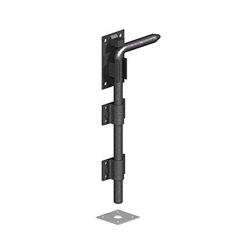 Black Gate Bolt Drop for Wooden Gates - Gate Drop Down Bolts, Driveway Lock, Garage Door Secure System, Drop Bolts Gate Bolt Black, Garage Door Bolts Heavy Duty Drop Down in Black Finish (450mm (18")