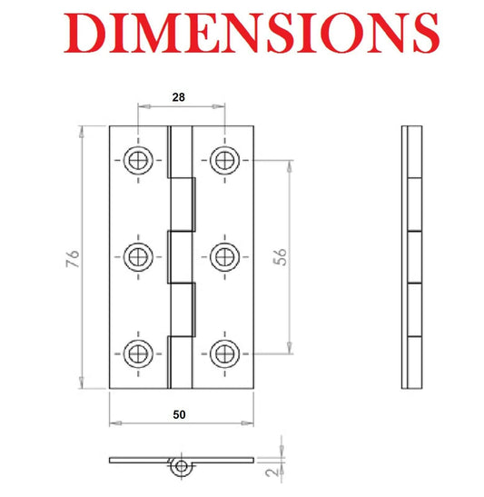 Haven Heritage 3" INCH Butt Hinges for Interior Doors Matt Black Finish - 9 x Pairs
