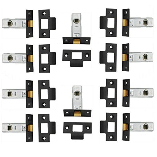 High Quality Pack of 10 Tubular Mortice Door Latch/Latches Black 64mm ( 2 1/2") Catch+ Screws