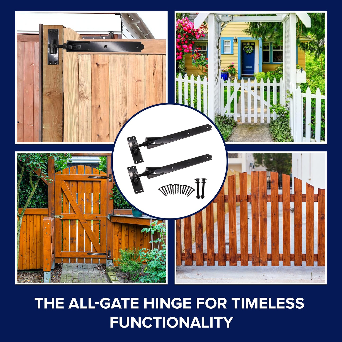 Wyre Direct Adjustable Gate Hinges Pair 600mm 24" Black Heavy Duty Hook and Band Stable