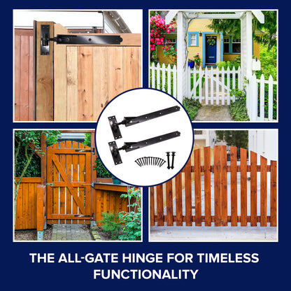 Wyre Direct Adjustable Gate Hinges Pair 600mm 24" Black Heavy Duty Hook and Band Stable