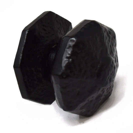 Haven Heritage Octagonal Centre Door KNOB Premium Black Antique CAST Iron INC FIXINGS