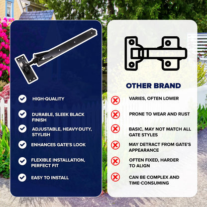 Wyre Direct Adjustable Gate Hinges Pair 600mm 24" Black Heavy Duty Hook and Band Stable