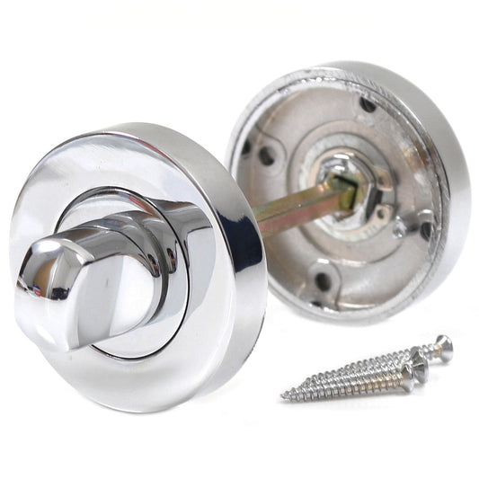 Polished Chrome Turn & Release Set for Bathroom Lock - Toilet Door Thumb Twist