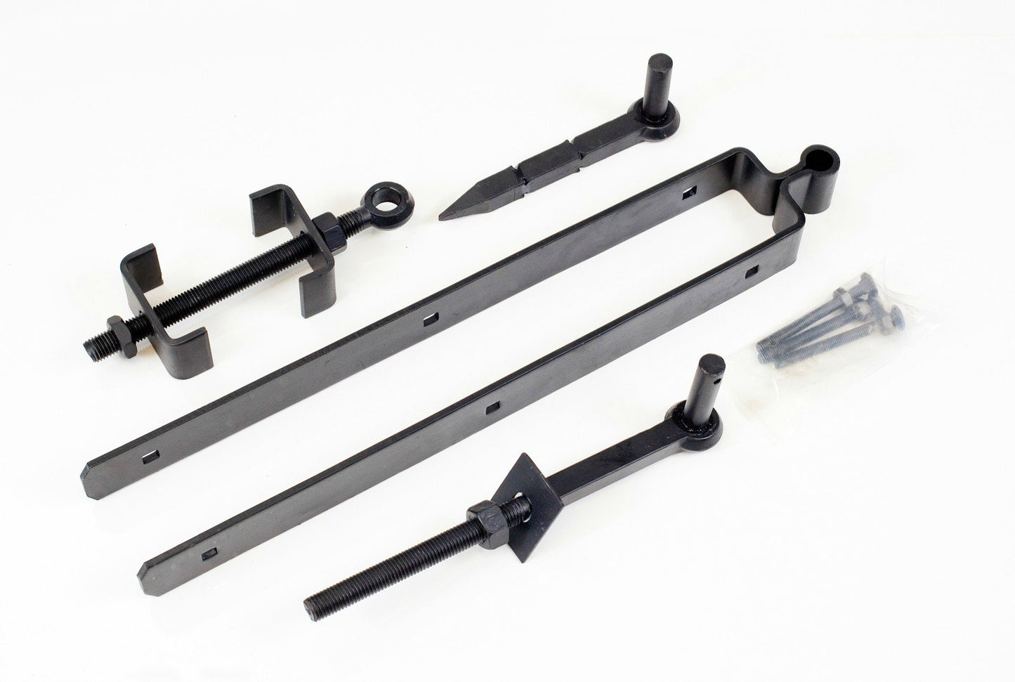 1st Fix South Black 450mm (18") Double Strap Field Gate Hinge Set With Adjustable Bottom Hinge Set For 3" Gates