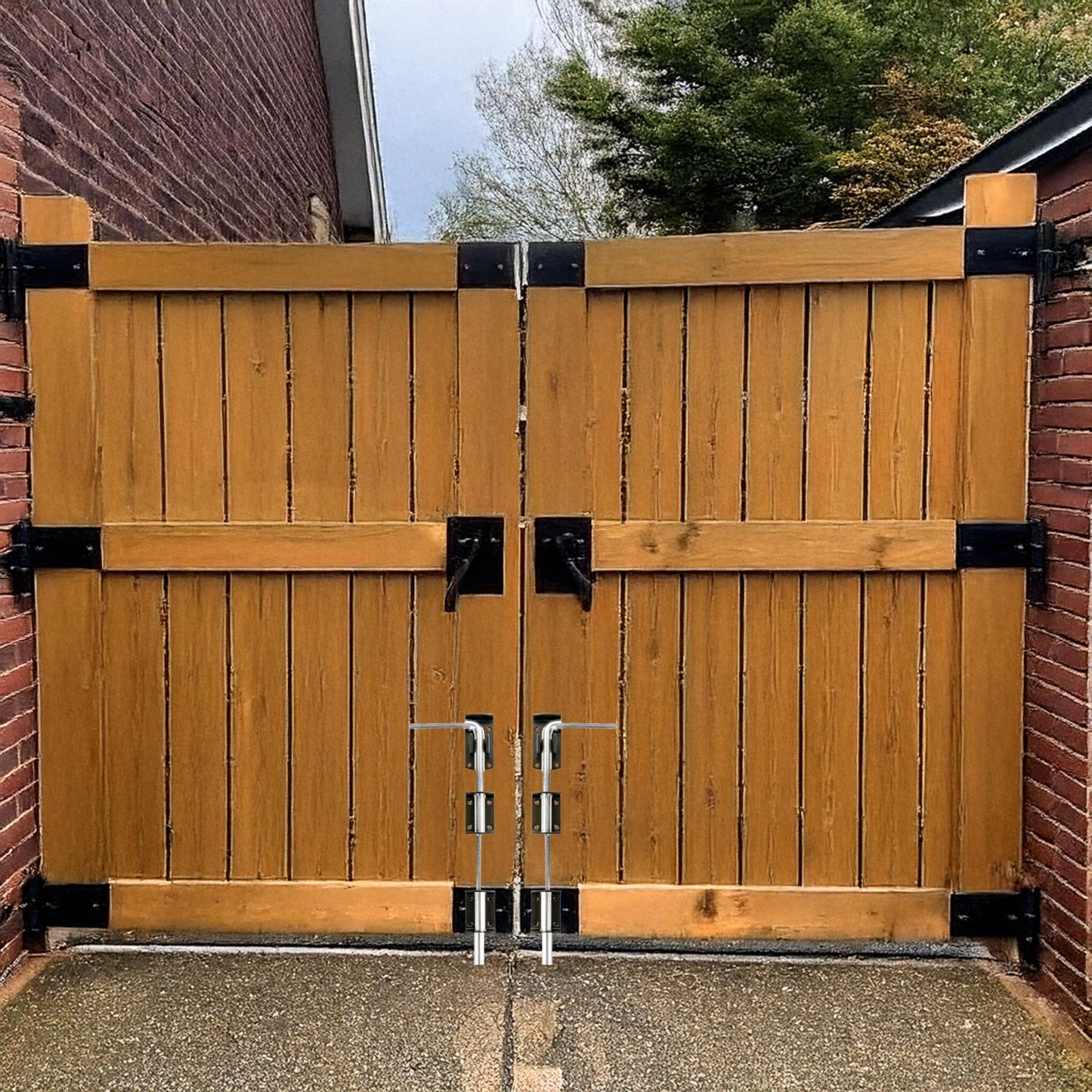 2X Large Garden Gate/Garage Door Drop Bolts - Floor/Ground/Stable Lock Catch