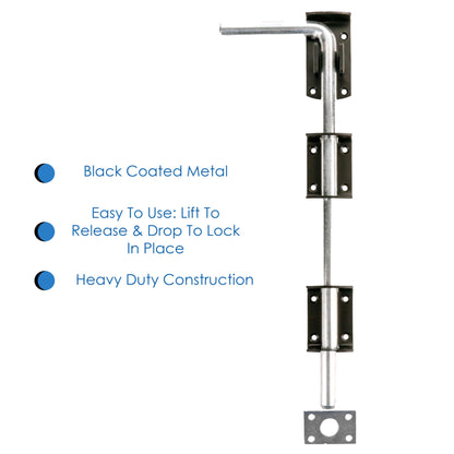 2X Large Garden Gate/Garage Door Drop Bolts - Floor/Ground/Stable Lock Catch