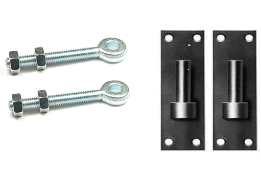 Wyre Direct Gate Hinges 12mm Pin Bracket & 12mm X 150mm Adjustable Eye Bolts Black