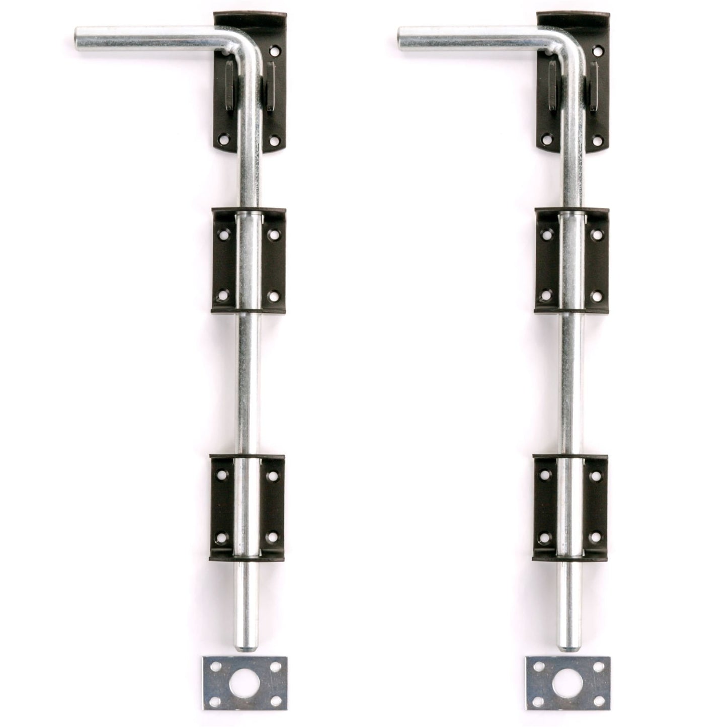 2X Large Garden Gate/Garage Door Drop Bolts - Floor/Ground/Stable Lock Catch