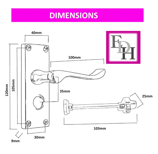 Door Handles, Door Handles Internal for Interior Doors, Internal Door Handle Sets - Victorian Scroll Polished Chrome Lever Door Latch Handles - Chrome Door Handles Set (Privacy Lock)