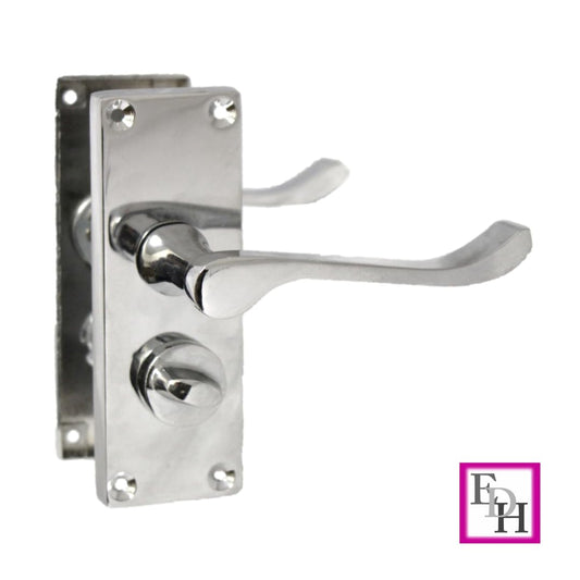 Door Handles, Door Handles Internal for Interior Doors, Internal Door Handle Sets - Victorian Scroll Polished Chrome Lever Door Latch Handles - Chrome Door Handles Set (Privacy Lock)