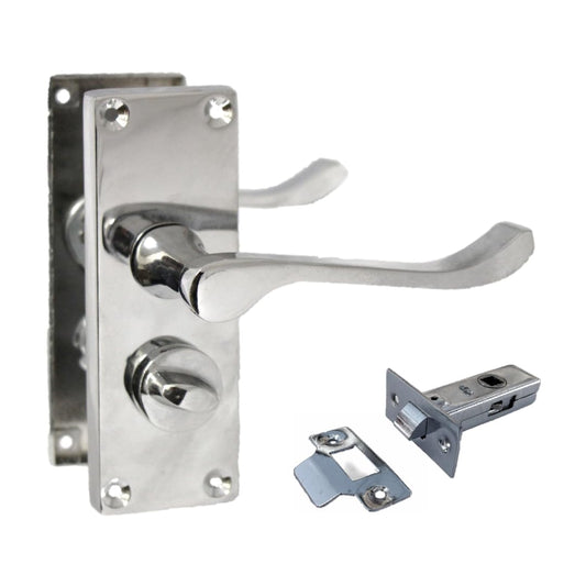 Door Handles, Door Handles Internal for Interior Doors, Internal Door Handle Sets - Victorian Scroll Polished Chrome Lever Door Latch Handles - Chrome Door Handles Set (Privacy Lock) - 2Pcs