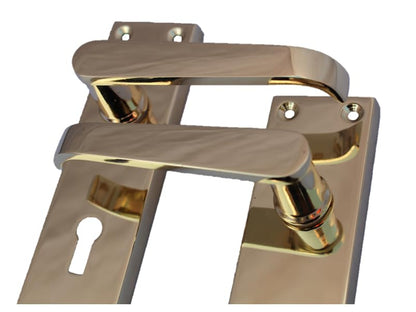 Victorian Straight Lever Latch Internal Lock Door Handles - Brass Plated Door Handles Internal, 150mm x 42mm Back Plate