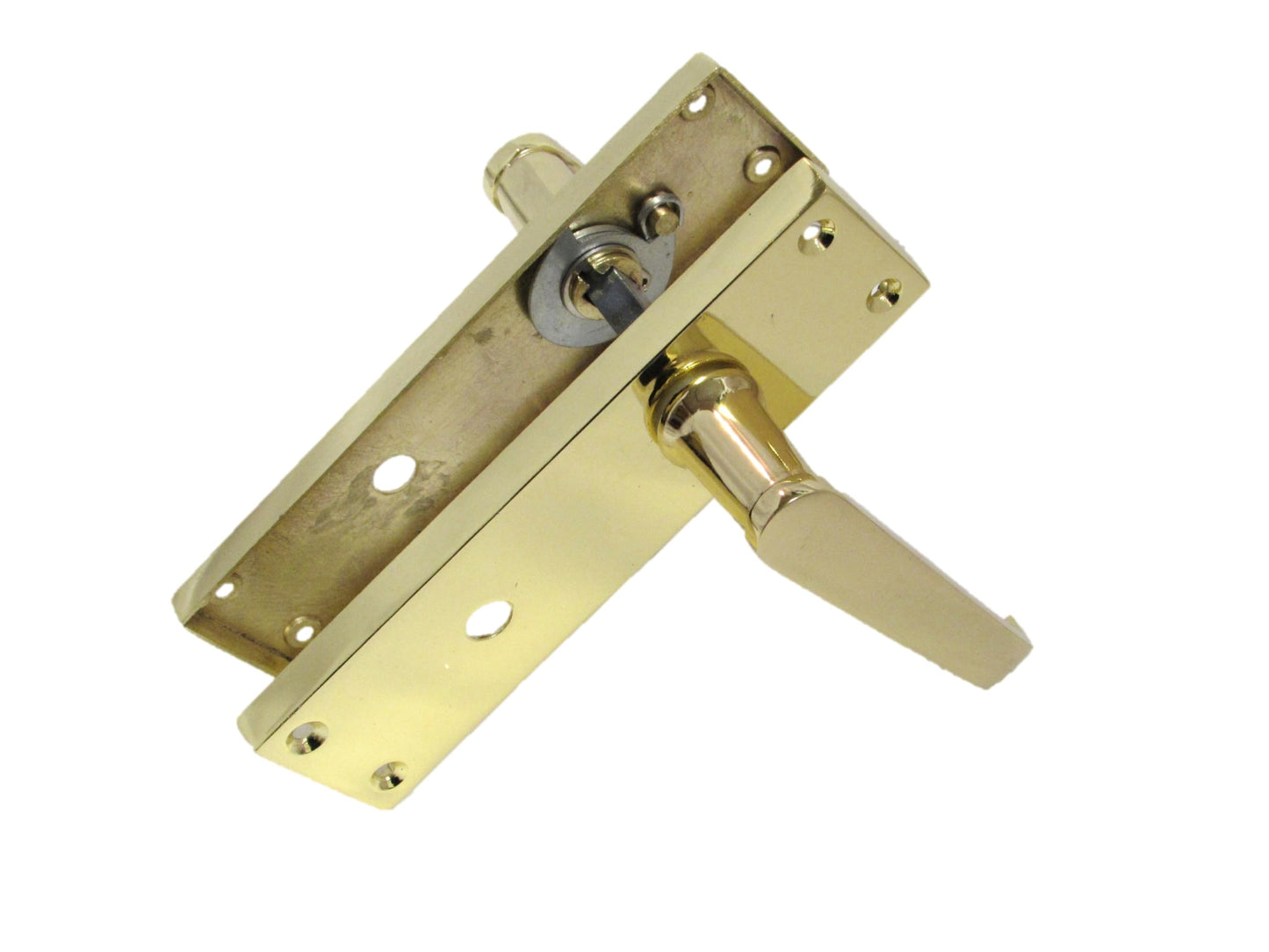 Door Handle Sets Victorian Straight Bathroom Lock Handles Brass Plated (Bathroom Lock Handle x 1)