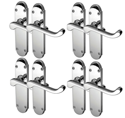 Internal Door Handles, Polished Chrome Door Handle - Silver Epsom Door Handles Internal Sets - Silver Door Handles for Internal Doors, Back Plate Size 170mm x 42mm - Sold as 4 x Pairs