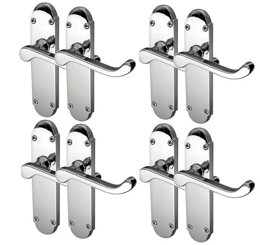 Internal Door Handles, Polished Chrome Door Handle - Silver Epsom Door Handles Internal Sets - Silver Door Handles for Internal Doors, Back Plate Size 170mm x 42mm - Sold as 4 x Pairs