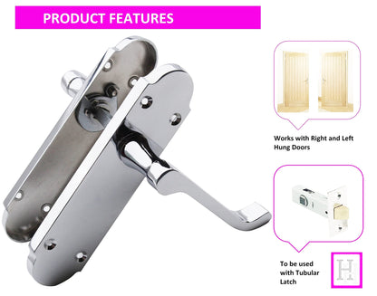 Internal Door Handles, Polished Chrome Door Handle - Silver Epsom Door Handles Internal Sets - Silver Door Handles for Internal Doors, Back Plate Size 170mm x 42mm - Sold as 4 x Pairs