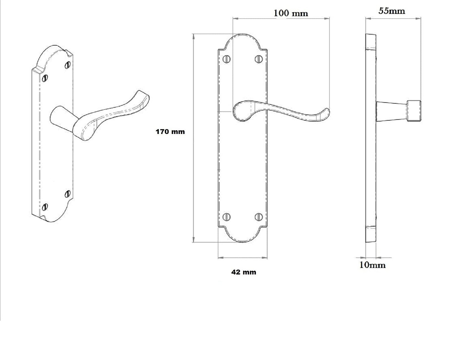 Internal Door Handles, Polished Chrome Door Handle - Silver Epsom Door Handles Internal Sets - Silver Door Handles for Internal Doors, Back Plate Size 170mm x 42mm - Sold as 4 x Pairs