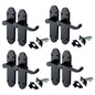 Matt Black Bathroom Door Handles with Lock & 63mm Tubular Latch
