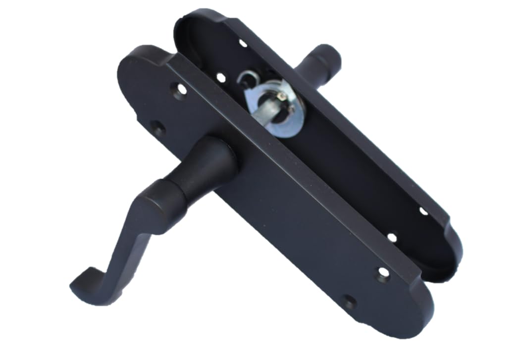 Matt Black Bathroom Door Handles with Lock & 63mm Tubular Latch