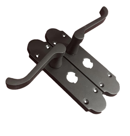 Matt Black Epsom Style Privacy Bathroom Door Handles with Lock - 170mm x 42mm