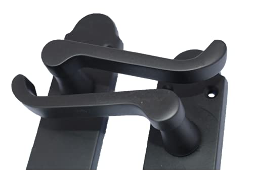 Epsom Style Privacy Bathroom Door Handles with Lock & 63mm Tubular Latch- Internal Door Handles Durable Matt Black Door Handles, Easy-Install Bathroom Door Handles, Matt Black Finish 170mm x 42mm