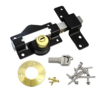Haven Heritage ® 50mm Long Throw Gate Lock Double Locking Locking from Both Sides, gate Locks for Wooden Gates 5 Keys Stainless Steel