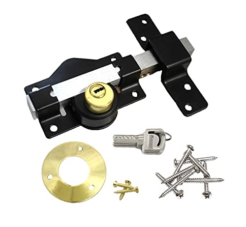 Haven Heritage ® 50mm Long Throw Gate Lock Double Locking Locking from Both Sides, gate Locks for Wooden Gates 5 Keys Stainless Steel