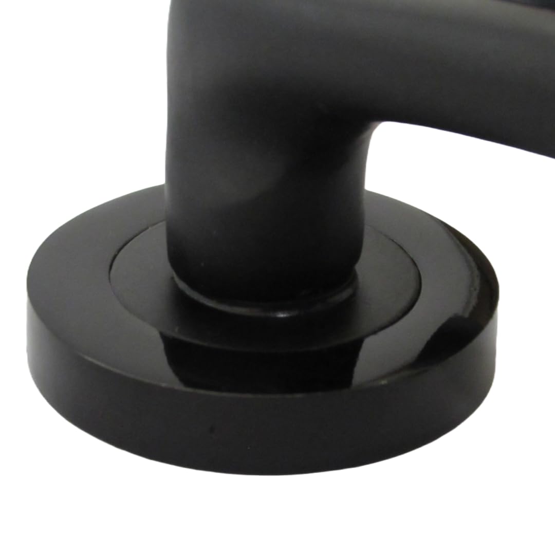 Zena Design Modern Matt Black Door Handles Internal & External Use - Lever Latch Handle with Black Nickel Rose, 6 Pairs