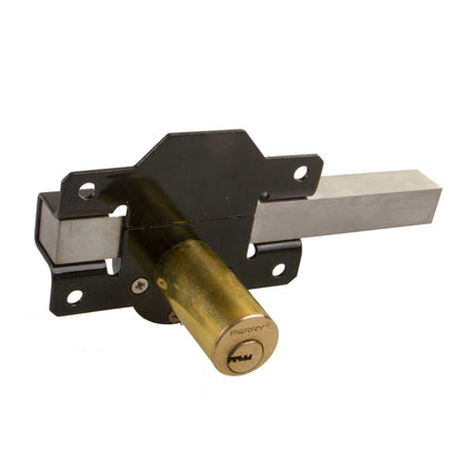 Twin Pack Perry 1127A050BK 50mm No 1127 Double Locking Long Throw Lock with Elongated Keep and Stainless Steel Bar