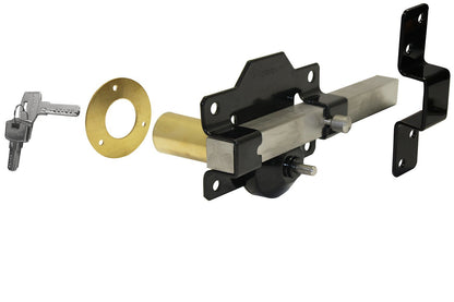 2 x Perry 1126A070BK 70mm No 1126 KA Single Locking Long Throw Locks with Elongated Keep and Stainless Steel Bar