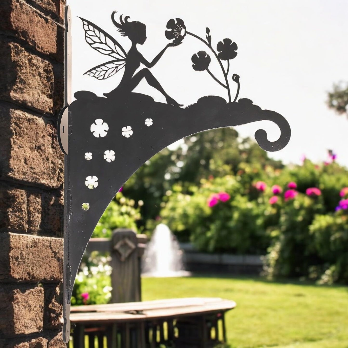 Epsom Door Handle Decorative Metal Fairy Hanging Basket Bracket – Heavy-Duty Wall Hook for Planters, Bird Feeders & Outdoor Décor