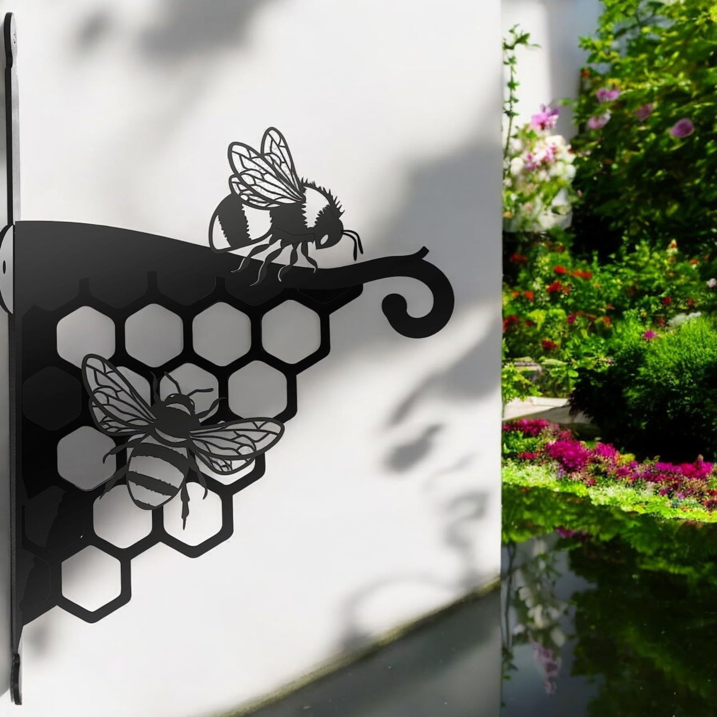 Epsom Door Handle Decorative Metal Bee Hanging Basket Bracket – Heavy-Duty Wall Hook for Planters, Bird Feeders & Outdoor Décor